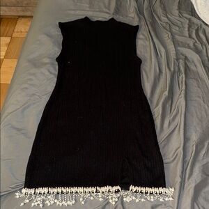 Zara Black and White Sheath Mini Dress Mock Neck Sleeveless